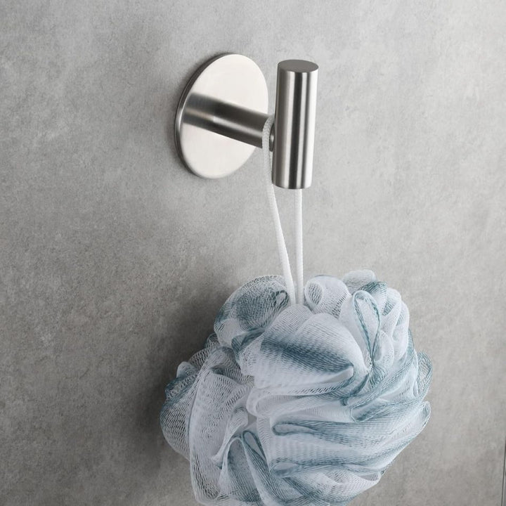 Crochet adhésif porte serviette, argenté avec fleur de douche