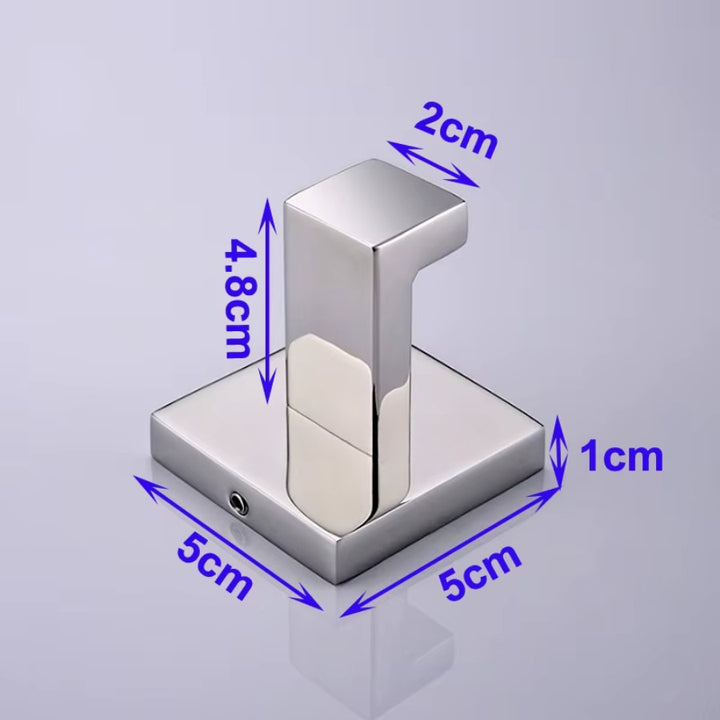 Dimensions du crochet mural carré inox poli miroir – 5x5 cm hauteur 4,8 cm