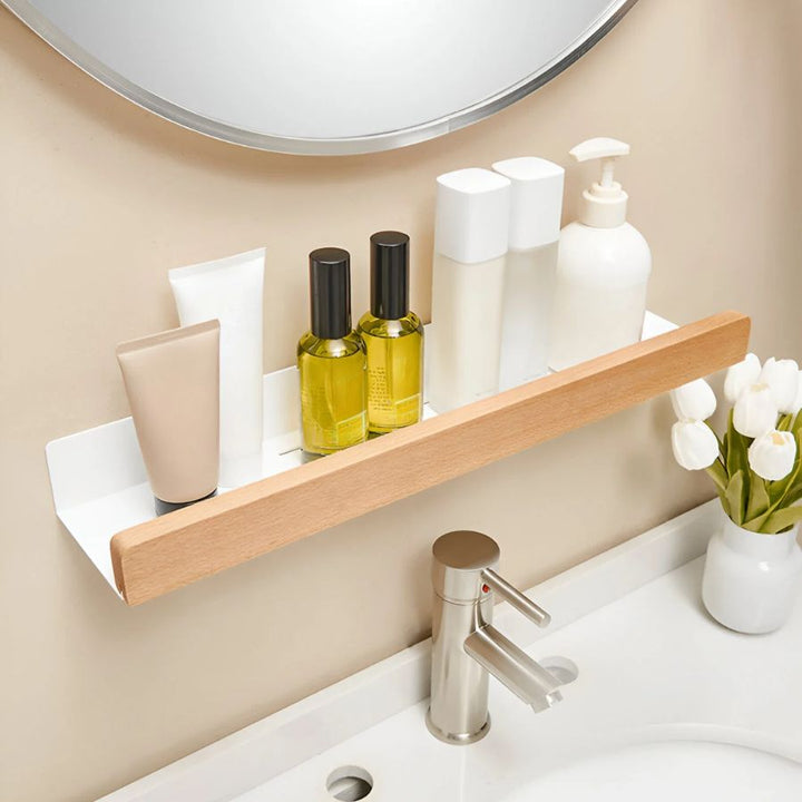 Étagère bois et blanc murale 50 cm