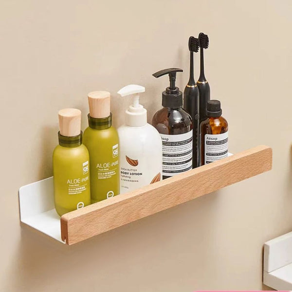 Étagère bois et blanc murale 30 cm