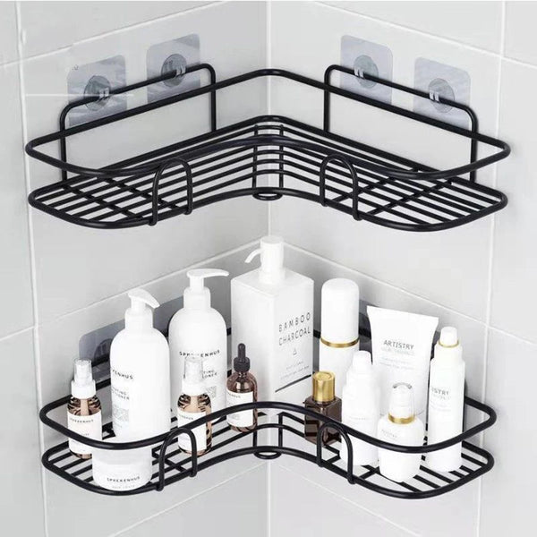 Étagère d'angle de douche en métal Noir