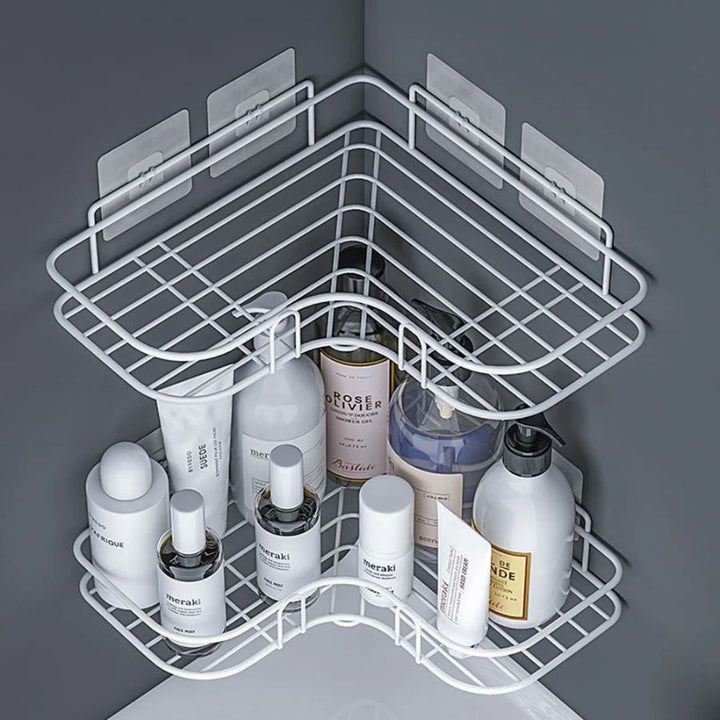 Étagère d'angle de douche en métal Blanc