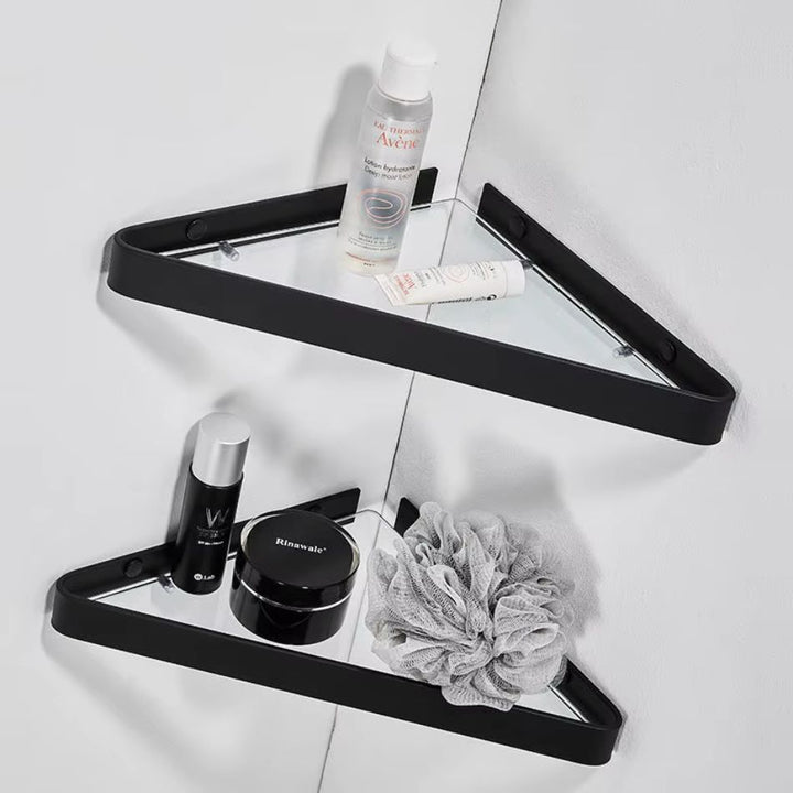 Étagère d'angle en verre salle de bain