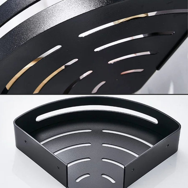Étagère d'angle murale à base perforée pour salle de bain
