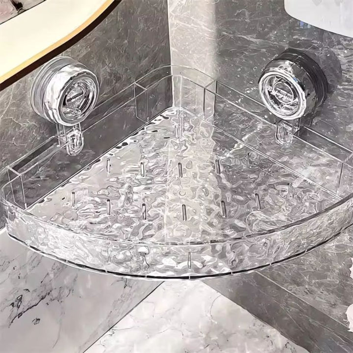 Étagère d'angle à ventouse pour salle de bain