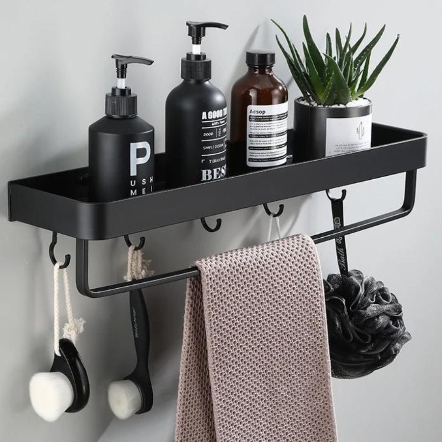 Étagère Murale Industrielle Avec Barre Porte-Serviette HouseAid 39,1 Cm - Style Rustique Vintage