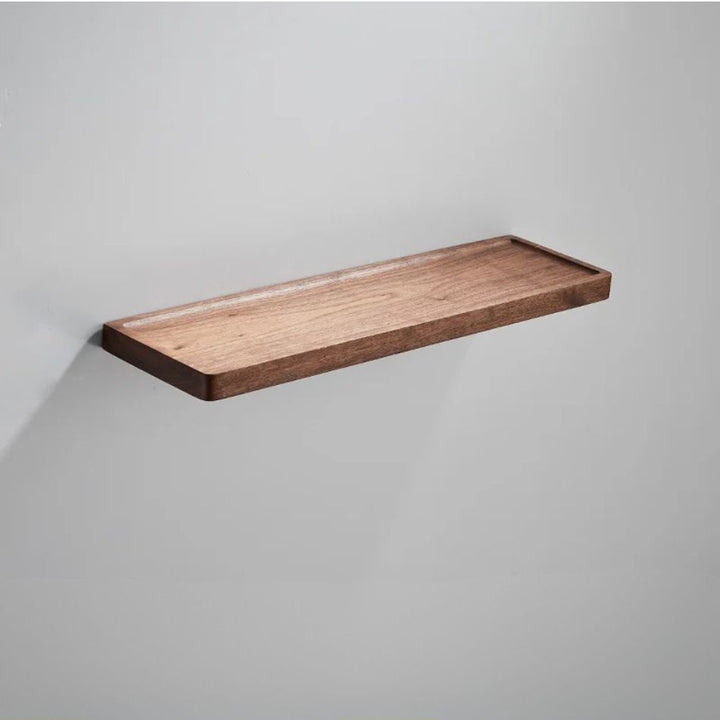 Étagère murale bois massif salle de bain, 50 cm de longueur, concave