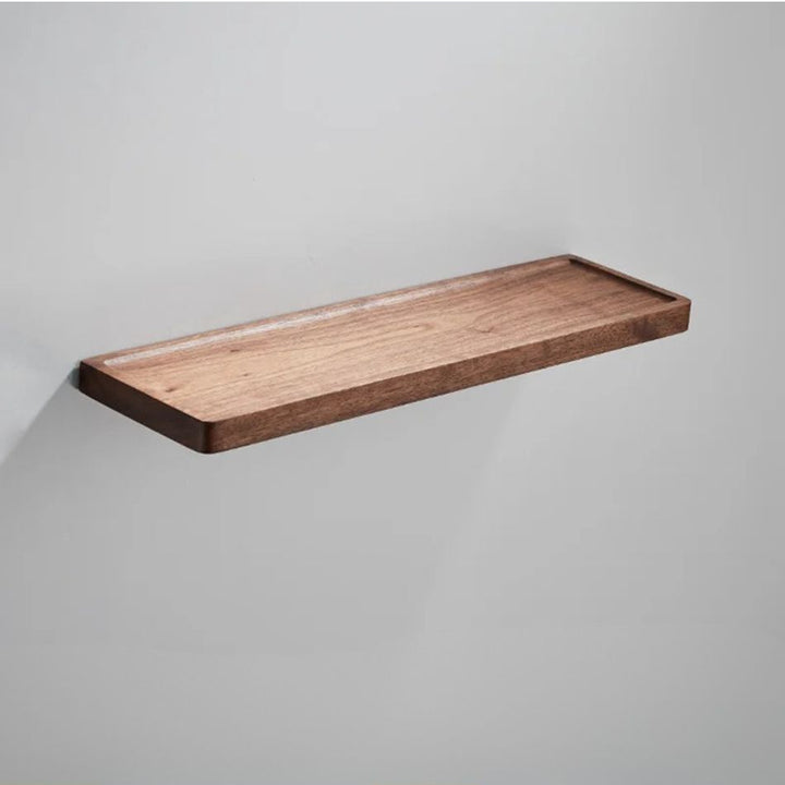 Étagère murale bois massif salle de bain, 40 cm de longueur, concave