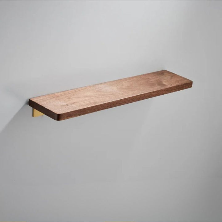 Étagère murale bois massif salle de bain, 50 cm de longueur, plateau plat