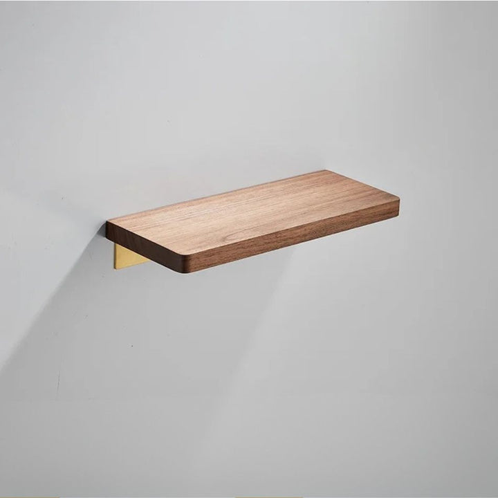 Étagère murale bois massif salle de bain, 30 cm de longueur, plateau plat