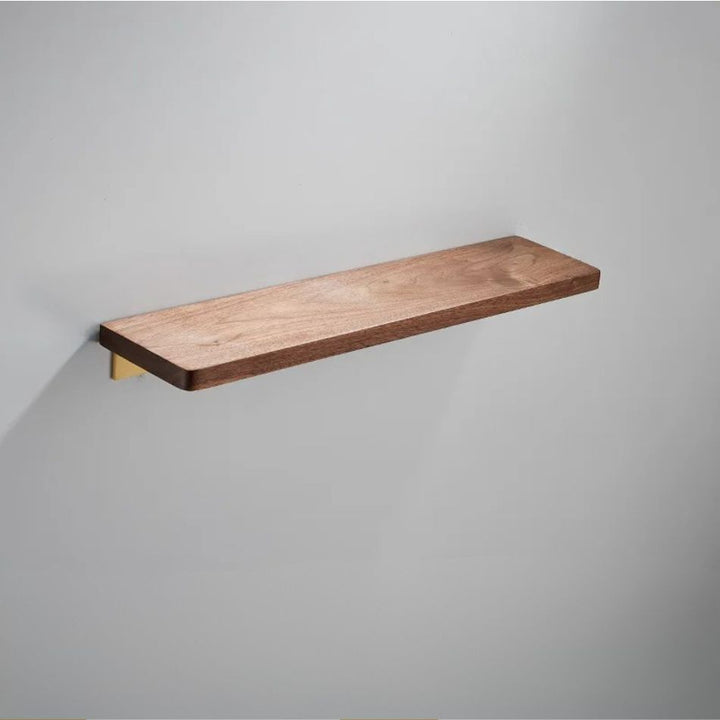 Étagère murale bois massif salle de bain, 40 cm de longueur, plateau plat