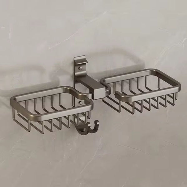Étagère murale double pour salle de bain gris foncé