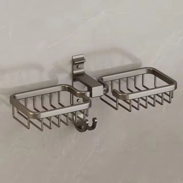Étagère murale double pour salle de bain gris foncé