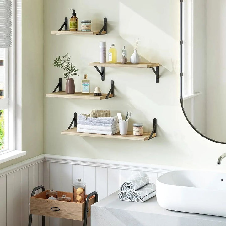 Étagère murale en bois pour salle de bain