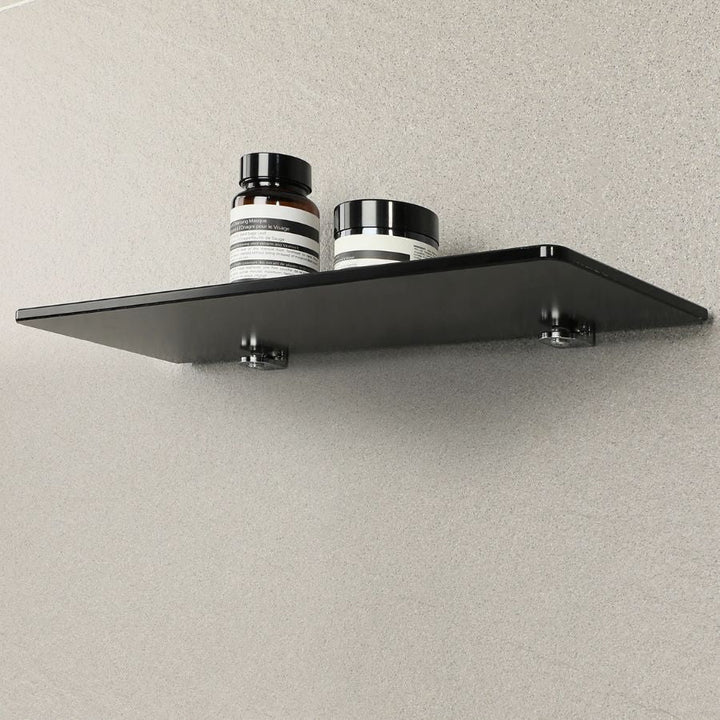 Étagère murale en verre pour salle de bain noir