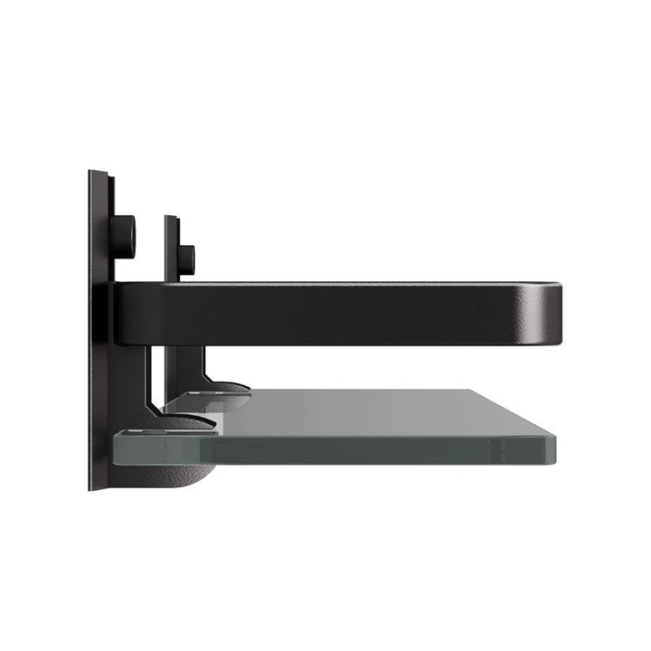 Étagère murale en verre trempé salle de bain vue de profile, coloris noir