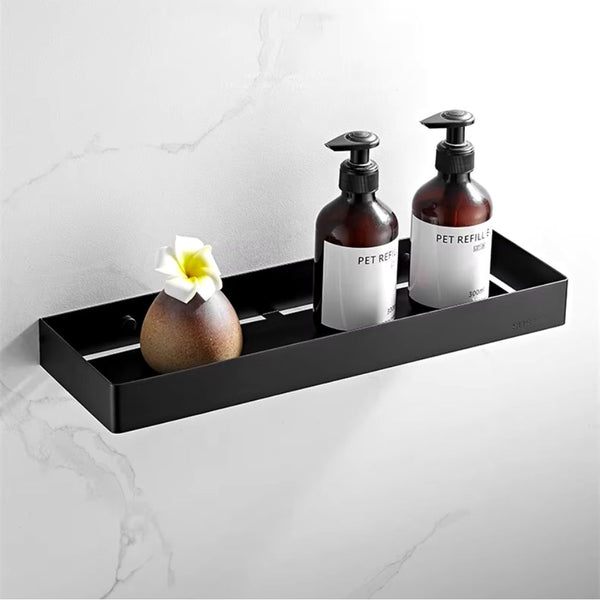 Étagère murale en inox de 30 cm de largeur pour salle de bains - noir