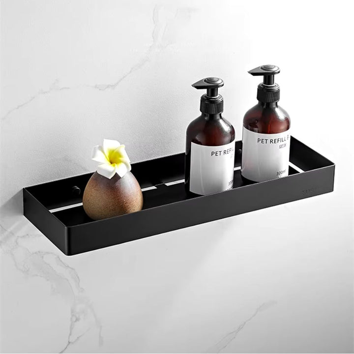 Étagère murale en inox de 30 cm de largeur pour salle de bains - noir