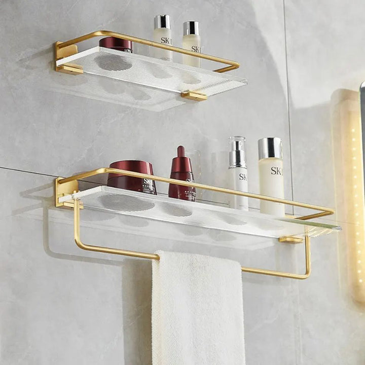 Étagère murale métal doré design