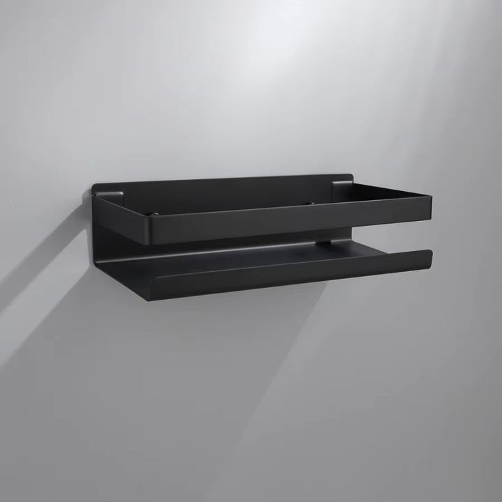 Étagère murale métal salle de bain noir