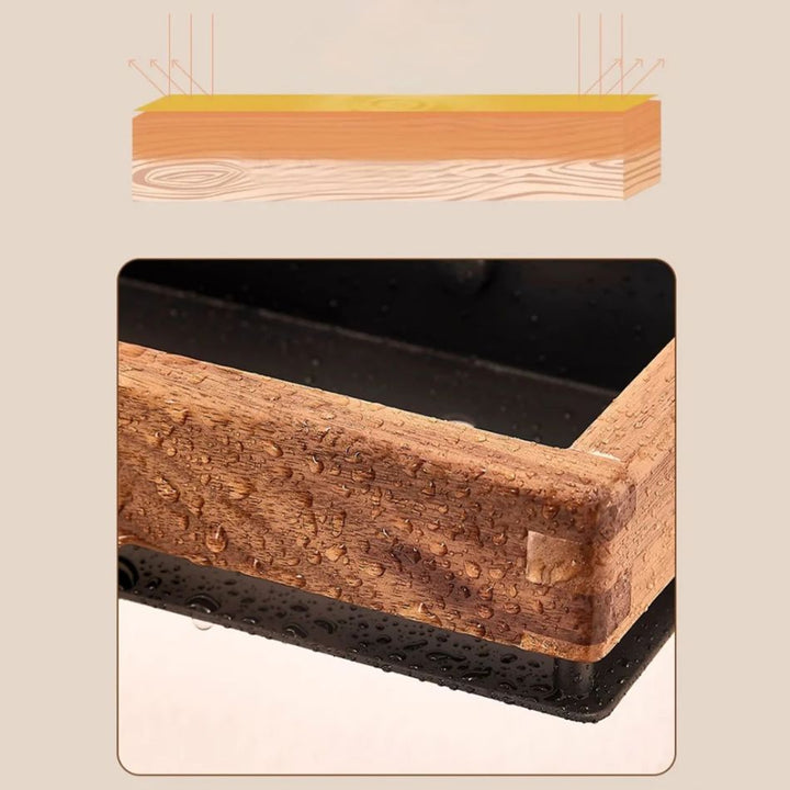 Étagère murale salle de bain bois métal, bois de noyer imbriqué pour une meilleure résistance à l'eau