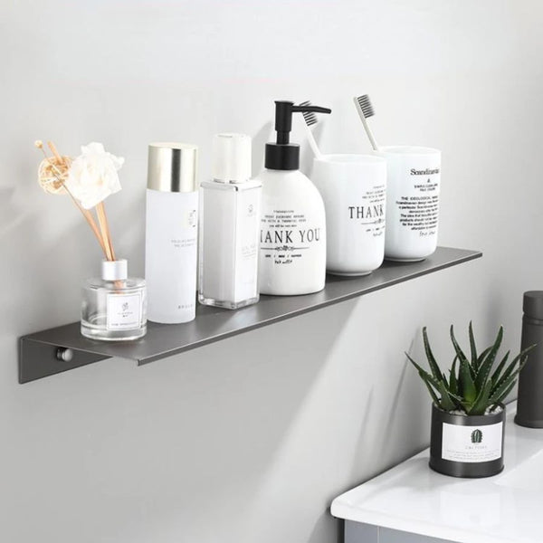 Étagère murale salle de bain sans percer gris / 30 cm