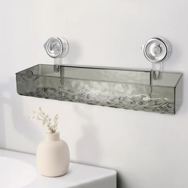 Étagère murale ventouse pour salle de bain gris fumé