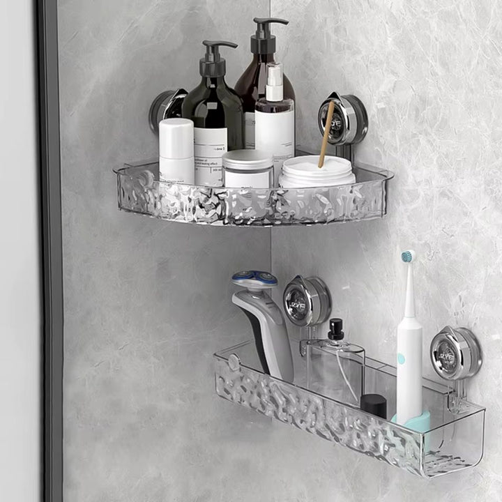 Étagère murale ventouse pour salle de bain d'angle