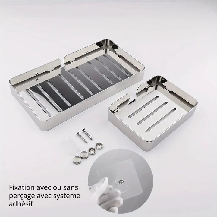 Étagère porte savon pour douche en inox chromé avec ou sans perçage