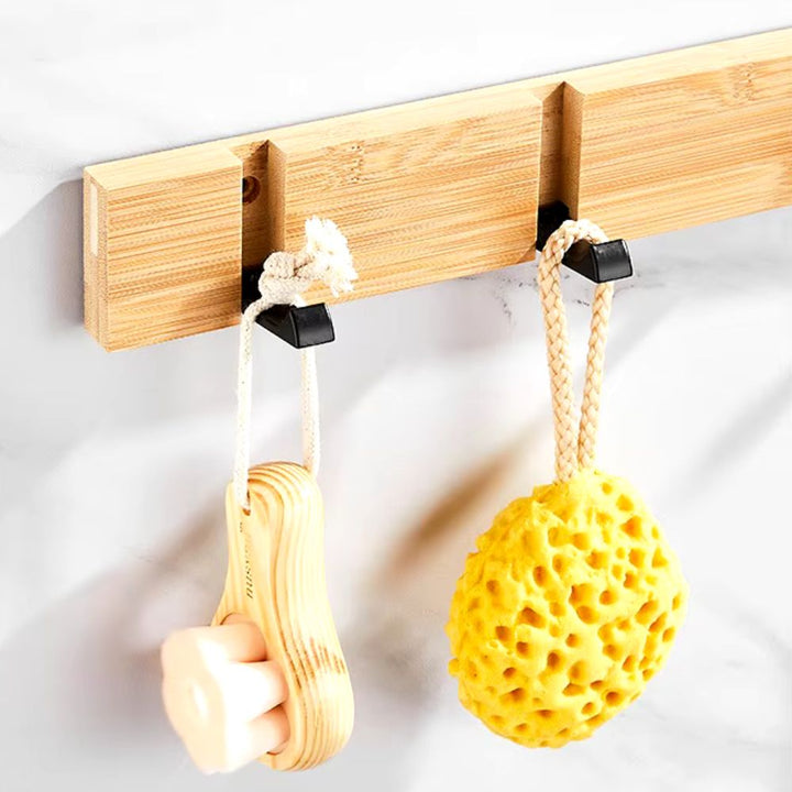Patère salle de bain <br> en bambou et métal