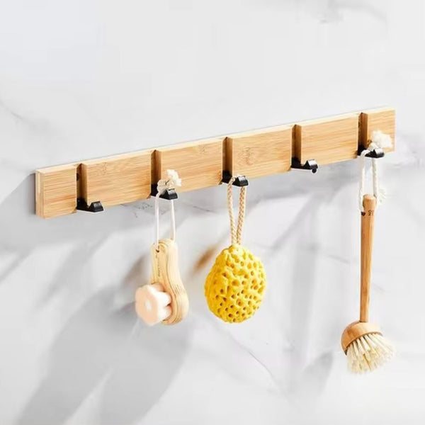 Patère salle de bain <br> en bambou et métal