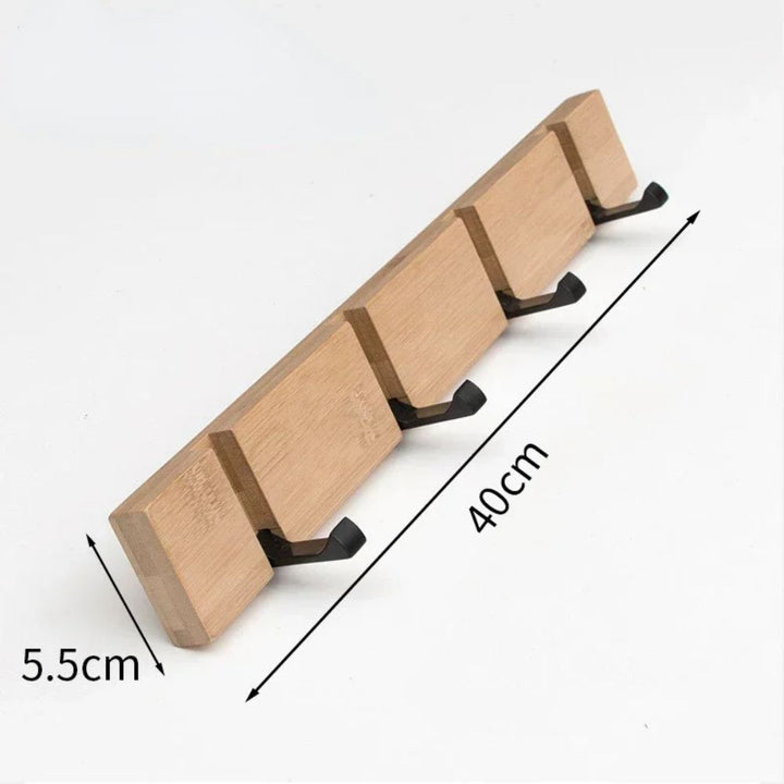 Patère salle de bain <br> en bambou et métal Bambou : 40cm