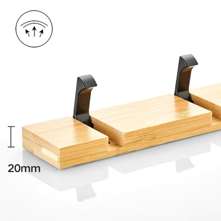 Patère salle de bain <br> en bambou et métal