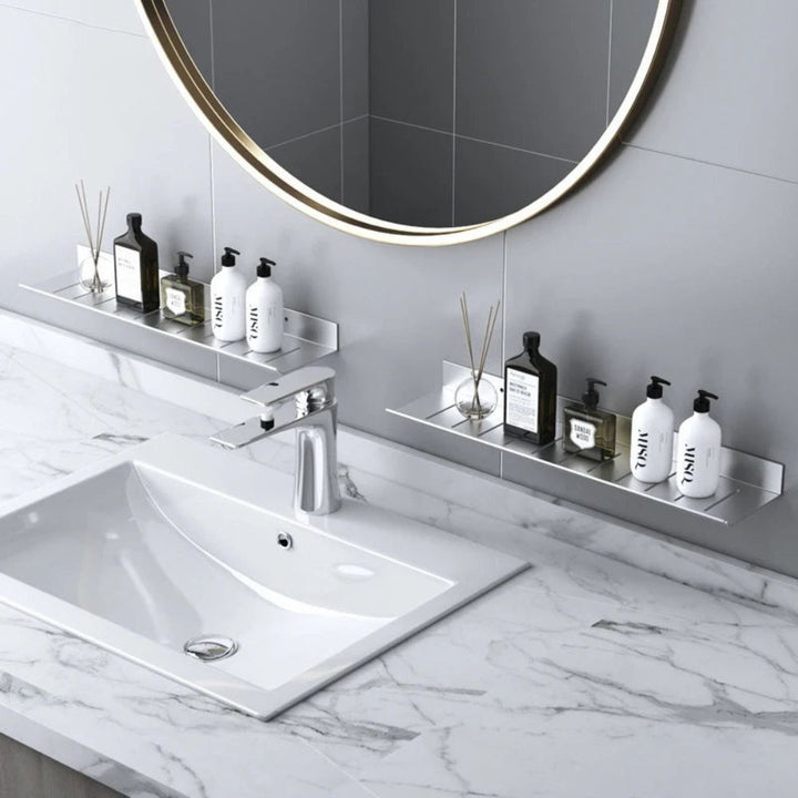 Petite étagère murale salle de bains argenté / 50 cm