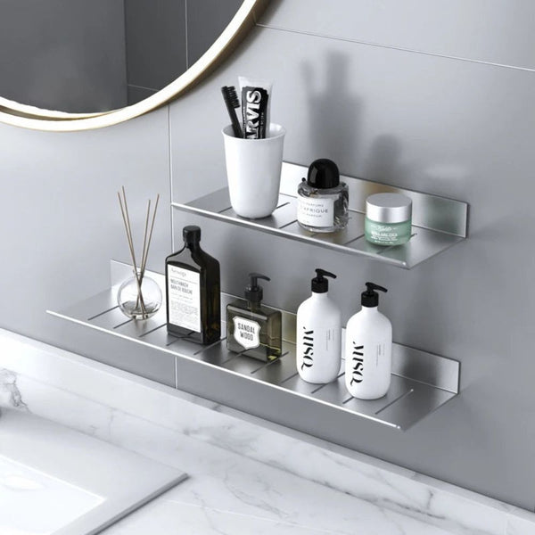 Petite étagère murale salle de bains argenté / 30 cm