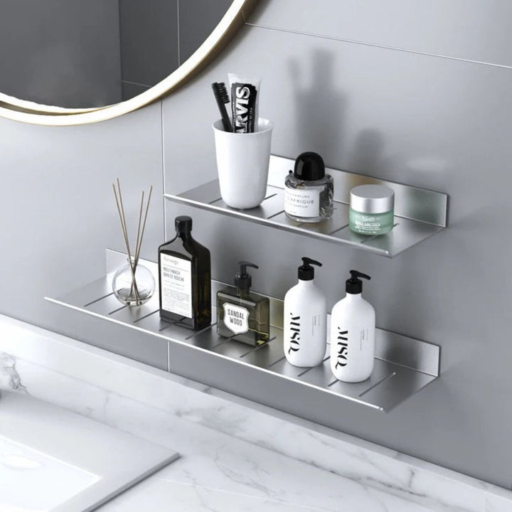 Petite étagère murale salle de bains argenté / 30 cm