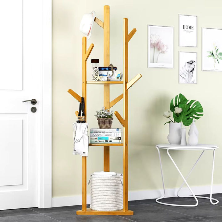 Porte manteau sur pied <br> pour salle de bain bois
