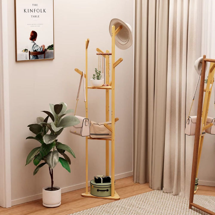 Porte manteau sur pied <br> pour salle de bain bois