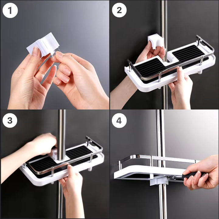 Porte savon adaptable sur barre de douche