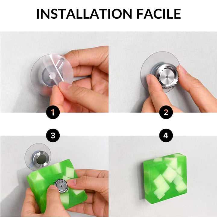 Porte savon aimanté fixation ventouse