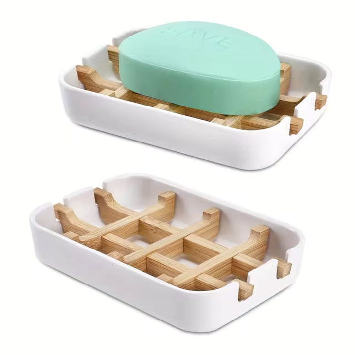 Porte savon en bambou noir ou blanc blanc