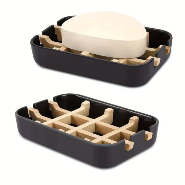 Porte savon en bambou noir ou blanc noir