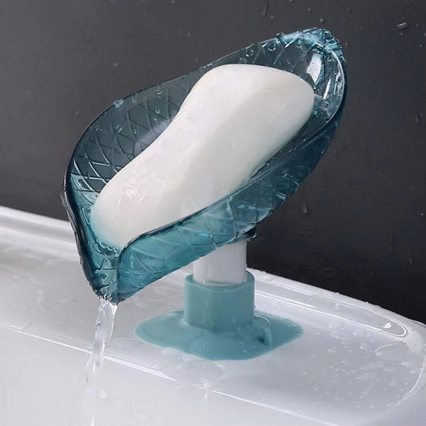 Porte savon en plastique fixation ventouse bleu