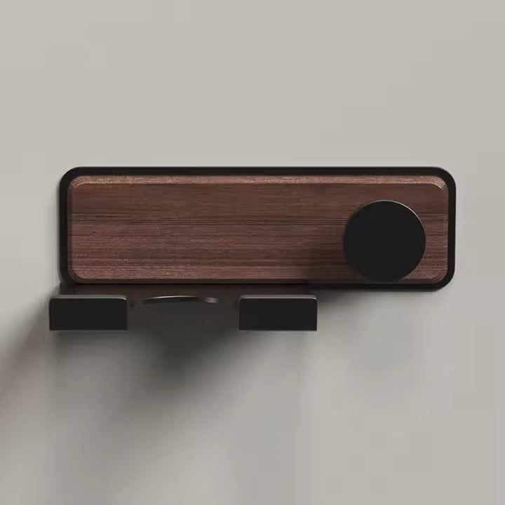 Porte sèche-cheveux sans perçage avec fixation adhésif 3M, noir vue de face