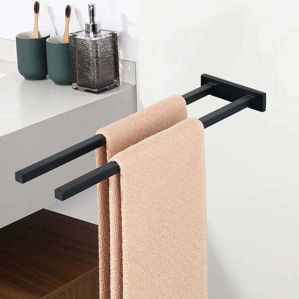 Porte-serviette double 40 cm noir