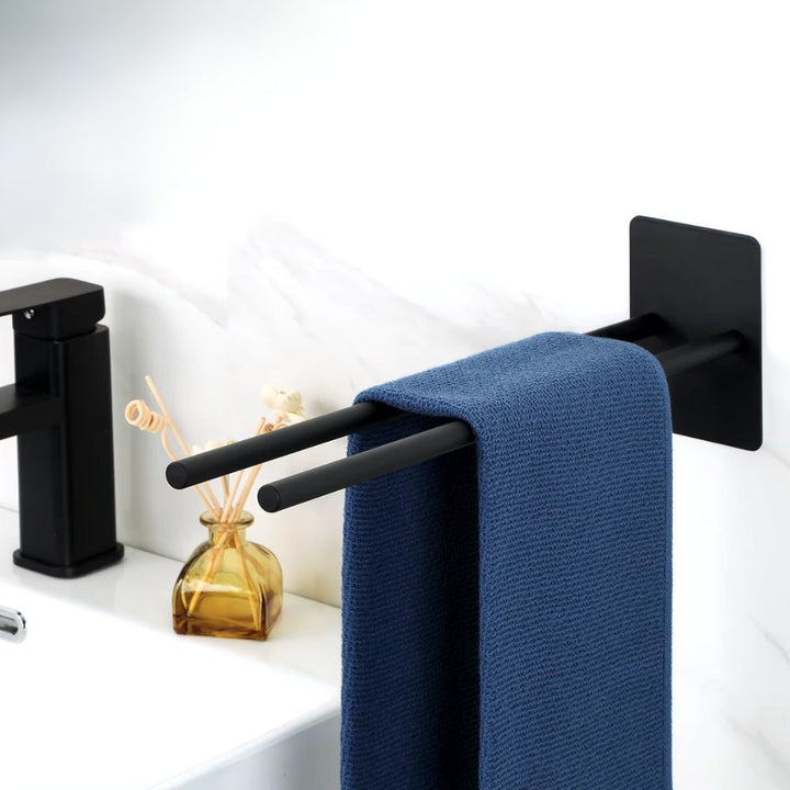 Porte-serviette double 40 cm adhésif 3M noir