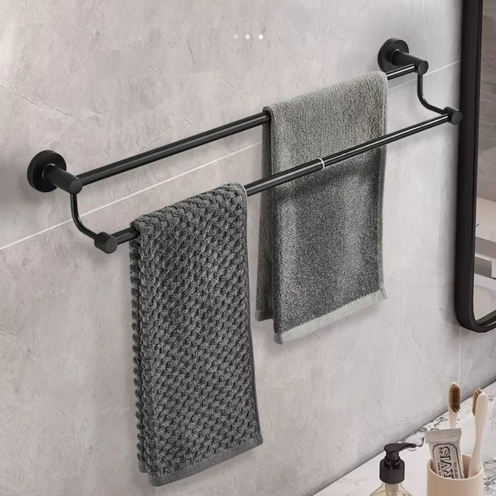 Porte-serviette double barre extensible en acier inox