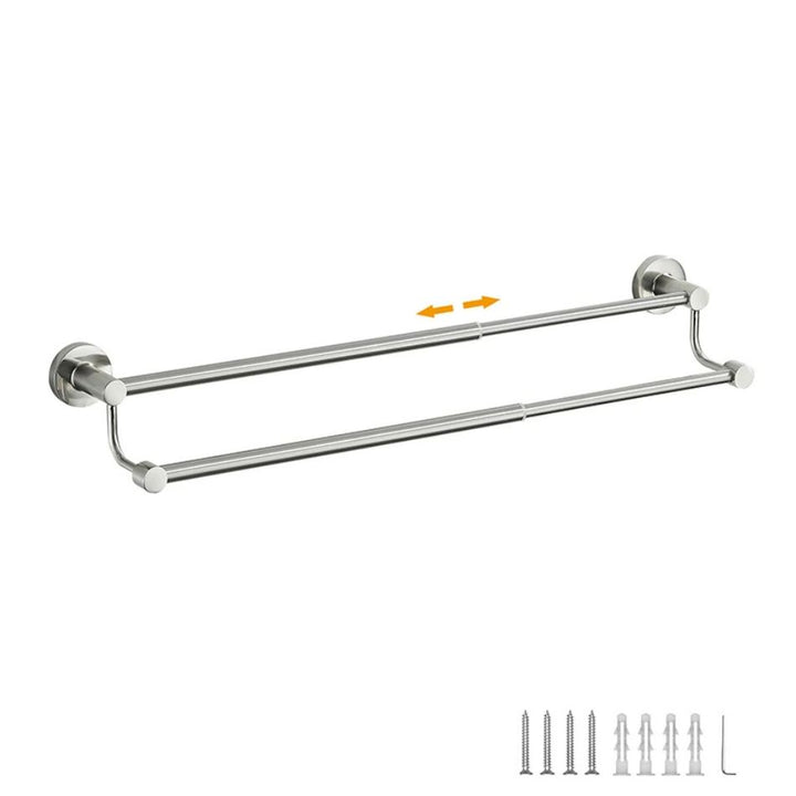 Porte serviette double barre extensible acier brossé
