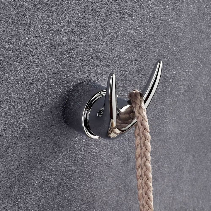 Porte serviette double <br> crochet mural patère chromé chromé