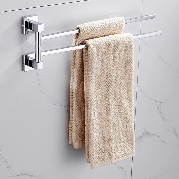 Porte serviette double pivotant en acier chromé chromé